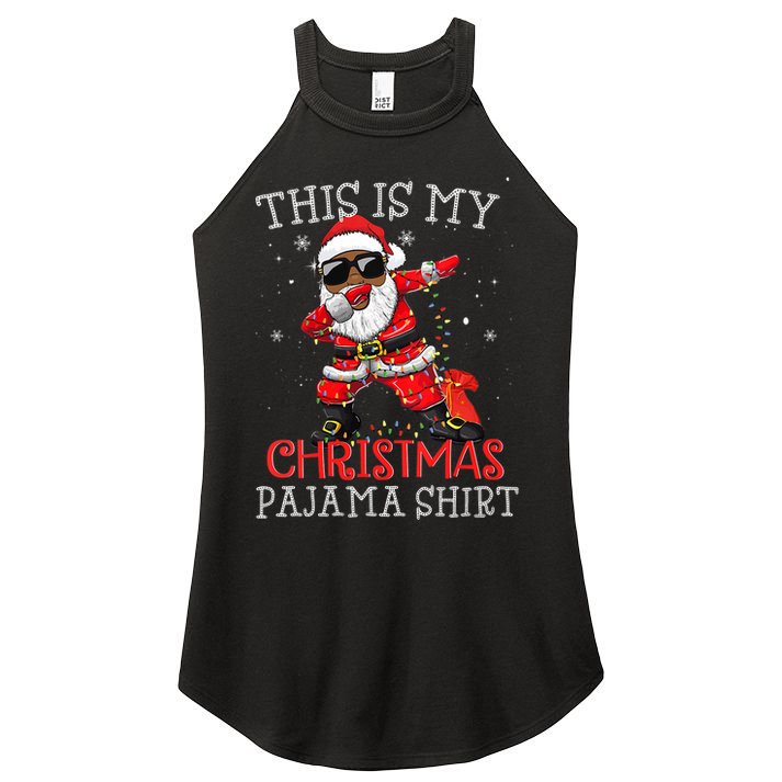 This Is My Christmas Pajama Dabbing African American Santa Women's Perfect Tri Rocker Tank