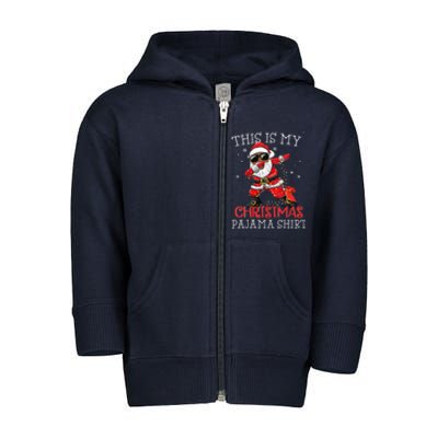 This Is My Christmas Pajama Dabbing African American Santa Toddler Zip Fleece Hoodie