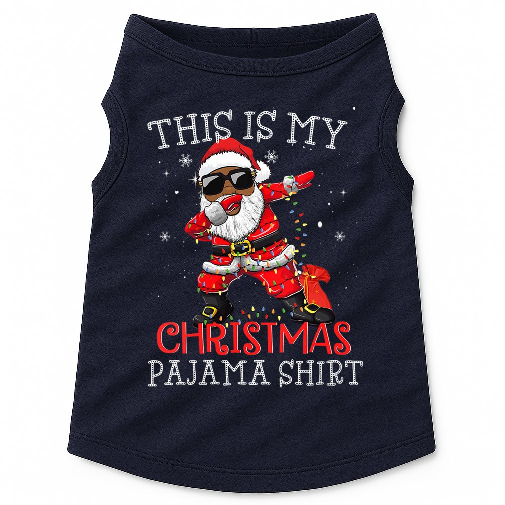 This Is My Christmas Pajama Dabbing African American Santa Doggie Tank