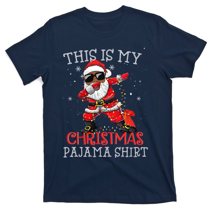 This Is My Christmas Pajama Dabbing African American Santa T-Shirt