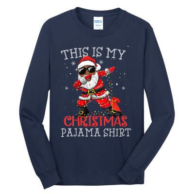 This Is My Christmas Pajama Dabbing African American Santa Tall Long Sleeve T-Shirt