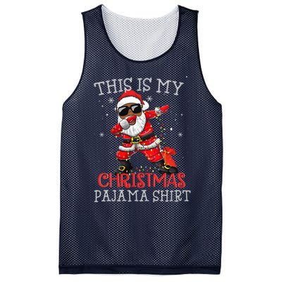 This Is My Christmas Pajama Dabbing African American Santa Mesh Reversible Basketball Jersey Tank