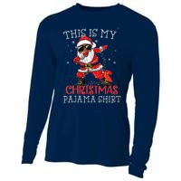 This Is My Christmas Pajama Dabbing African American Santa Cooling Performance Long Sleeve Crew