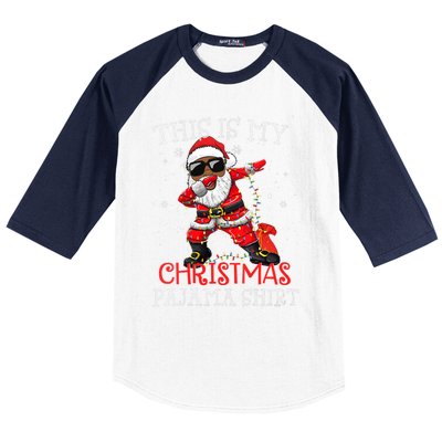 This Is My Christmas Pajama Dabbing African American Santa Baseball Sleeve Shirt