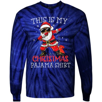 This Is My Christmas Pajama Dabbing African American Santa Tie-Dye Long Sleeve Shirt