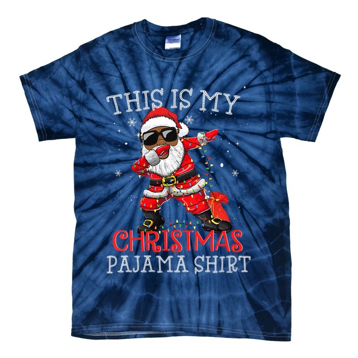 This Is My Christmas Pajama Dabbing African American Santa Tie-Dye T-Shirt