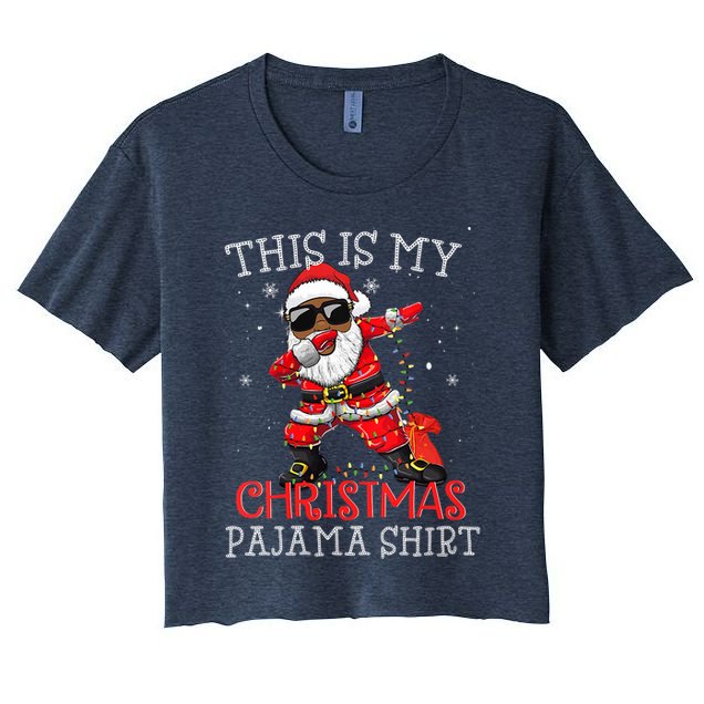 This Is My Christmas Pajama Dabbing African American Santa Crop Top