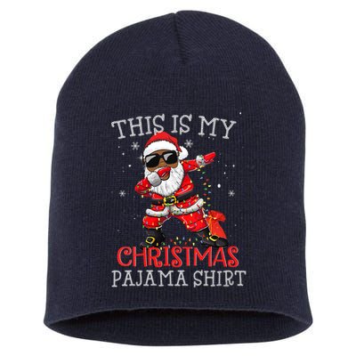This Is My Christmas Pajama Dabbing African American Santa Short Acrylic Beanie