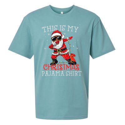 This Is My Christmas Pajama Dabbing African American Santa Sueded Cloud Jersey T-Shirt