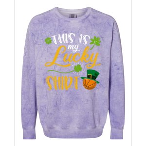 This Is My Lucky Basketball Shamrock Cool Gift St Patricks Day Cool Gift Colorblast Crewneck Sweatshirt