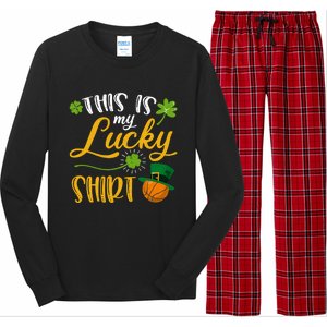 This Is My Lucky Basketball Shamrock Cool Gift St Patricks Day Cool Gift Long Sleeve Pajama Set