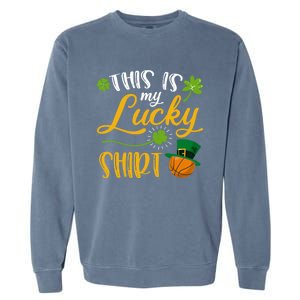 This Is My Lucky Basketball Shamrock Cool Gift St Patricks Day Cool Gift Garment-Dyed Sweatshirt