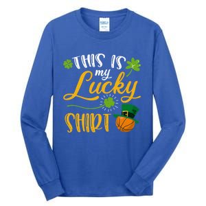 This Is My Lucky Basketball Shamrock Cool Gift St Patricks Day Cool Gift Tall Long Sleeve T-Shirt