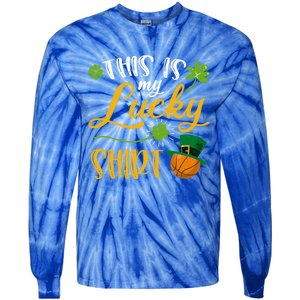 This Is My Lucky Basketball Shamrock Cool Gift St Patricks Day Cool Gift Tie-Dye Long Sleeve Shirt