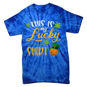 This Is My Lucky Basketball Shamrock Cool Gift St Patricks Day Cool Gift Tie-Dye T-Shirt