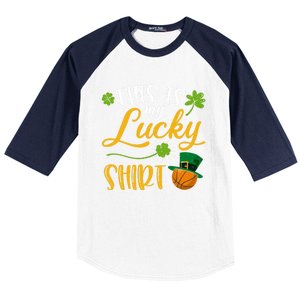 This Is My Lucky Basketball Shamrock Cool Gift St Patricks Day Cool Gift Baseball Sleeve Shirt