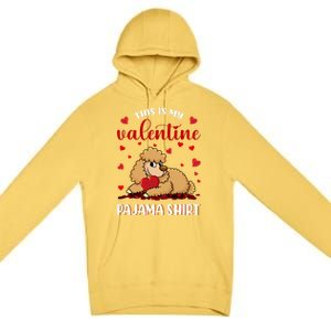 This Is My Valentine Pajama Poodle Couple Matching Gift Premium Pullover Hoodie