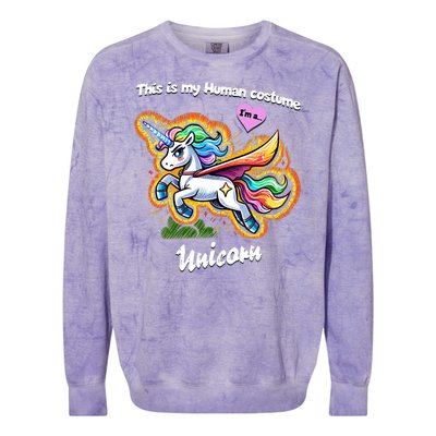 This Is My Human Costume – Magic Halloween Unicorn Colorblast Crewneck Sweatshirt