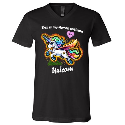 This Is My Human Costume – Magic Halloween Unicorn V-Neck T-Shirt