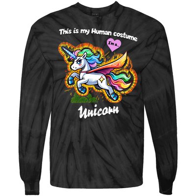 This Is My Human Costume – Magic Halloween Unicorn Tie-Dye Long Sleeve Shirt