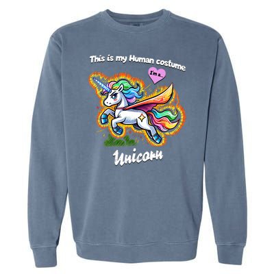 This Is My Human Costume – Magic Halloween Unicorn Garment-Dyed Sweatshirt