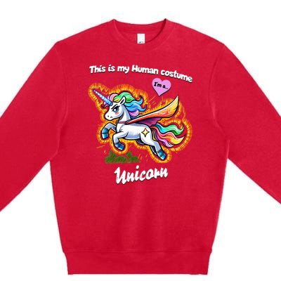 This Is My Human Costume – Magic Halloween Unicorn Premium Crewneck Sweatshirt