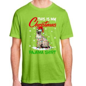 This Is My Christmas Pajama Gift Siamese Cat Santa Hat Xmas Gift Adult ChromaSoft Performance T-Shirt