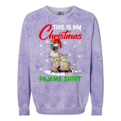 This Is My Christmas Pajama Gift Siamese Cat Santa Hat Xmas Gift Colorblast Crewneck Sweatshirt