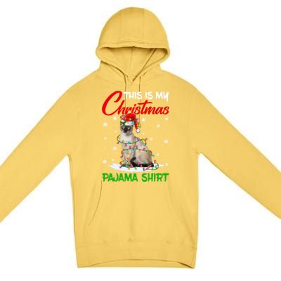 This Is My Christmas Pajama Gift Siamese Cat Santa Hat Xmas Gift Premium Pullover Hoodie