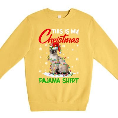 This Is My Christmas Pajama Gift Siamese Cat Santa Hat Xmas Gift Premium Crewneck Sweatshirt