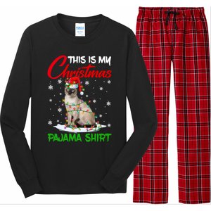 This Is My Christmas Pajama Gift Siamese Cat Santa Hat Xmas Gift Long Sleeve Pajama Set