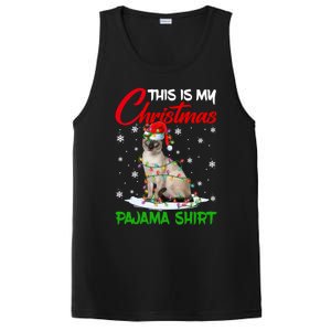 This Is My Christmas Pajama Gift Siamese Cat Santa Hat Xmas Gift PosiCharge Competitor Tank