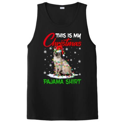 This Is My Christmas Pajama Gift Siamese Cat Santa Hat Xmas Gift PosiCharge Competitor Tank