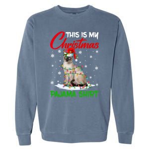 This Is My Christmas Pajama Gift Siamese Cat Santa Hat Xmas Gift Garment-Dyed Sweatshirt