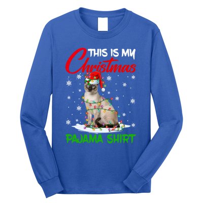 This Is My Christmas Pajama Gift Siamese Cat Santa Hat Xmas Gift Long Sleeve Shirt