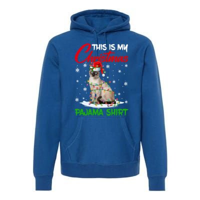 This Is My Christmas Pajama Gift Siamese Cat Santa Hat Xmas Gift Premium Hoodie