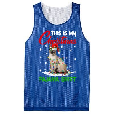 This Is My Christmas Pajama Gift Siamese Cat Santa Hat Xmas Gift Mesh Reversible Basketball Jersey Tank