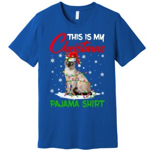 This Is My Christmas Pajama Gift Siamese Cat Santa Hat Xmas Gift Premium T-Shirt