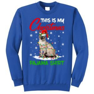 This Is My Christmas Pajama Gift Siamese Cat Santa Hat Xmas Gift Tall Sweatshirt