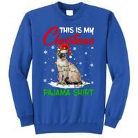 This Is My Christmas Pajama Gift Siamese Cat Santa Hat Xmas Gift Tall Sweatshirt