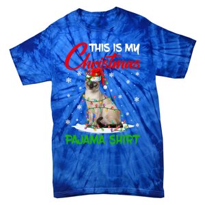 This Is My Christmas Pajama Gift Siamese Cat Santa Hat Xmas Gift Tie-Dye T-Shirt