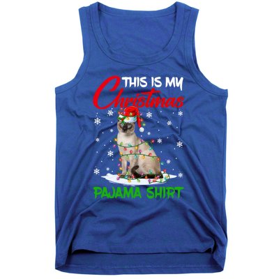 This Is My Christmas Pajama Gift Siamese Cat Santa Hat Xmas Gift Tank Top