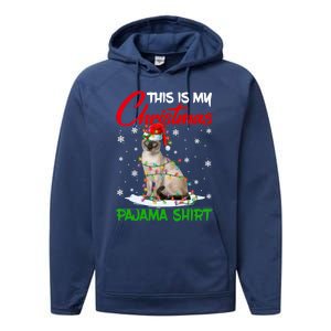 This Is My Christmas Pajama Gift Siamese Cat Santa Hat Xmas Gift Performance Fleece Hoodie