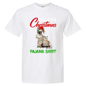 This Is My Christmas Pajama Gift Siamese Cat Santa Hat Xmas Gift Garment-Dyed Heavyweight T-Shirt