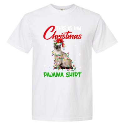 This Is My Christmas Pajama Gift Siamese Cat Santa Hat Xmas Gift Garment-Dyed Heavyweight T-Shirt