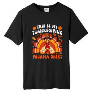 This Is My Thanksgiving Pajama Happy Turkey Hat Thanksgiving Tall Fusion ChromaSoft Performance T-Shirt