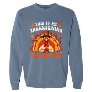 This Is My Thanksgiving Pajama Happy Turkey Hat Thanksgiving Garment-Dyed Sweatshirt