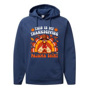 This Is My Thanksgiving Pajama Happy Turkey Hat Thanksgiving Performance Fleece Hoodie