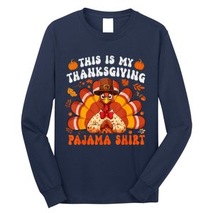 This Is My Thanksgiving Pajama Happy Turkey Hat Thanksgiving Long Sleeve Shirt