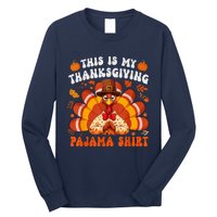 This Is My Thanksgiving Pajama Happy Turkey Hat Thanksgiving Long Sleeve Shirt